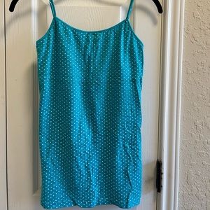 Aero Sz:M polka dotted turquoise top.